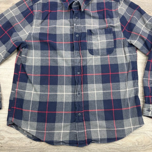 Flint And Tinder Flannel Shirt Men XL Blue Red Plaid Double Pocket Button Up USA - Picture 6 of 14
